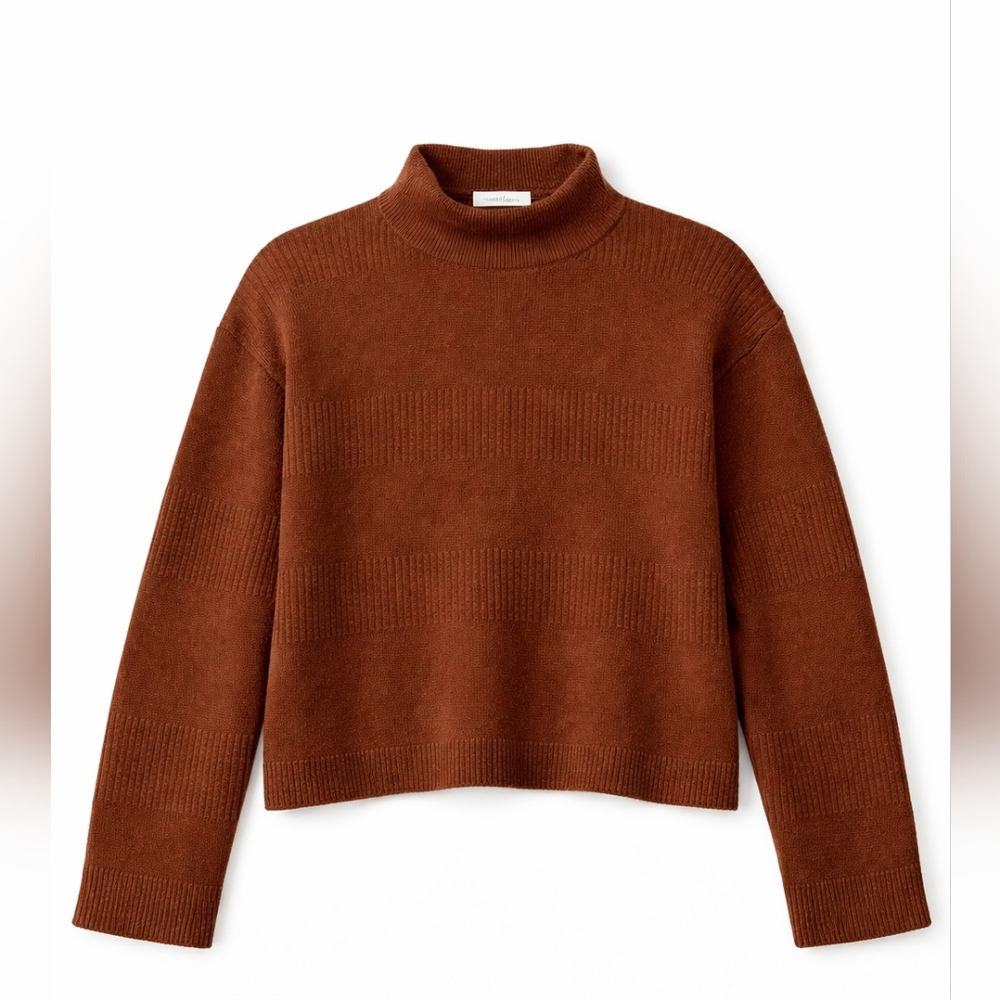 June & Hudson Rust Mock Neck Sweater, Women's Size Medium